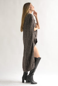 Fashion Styled Capa Denim asimétrica leopardo Chocolate