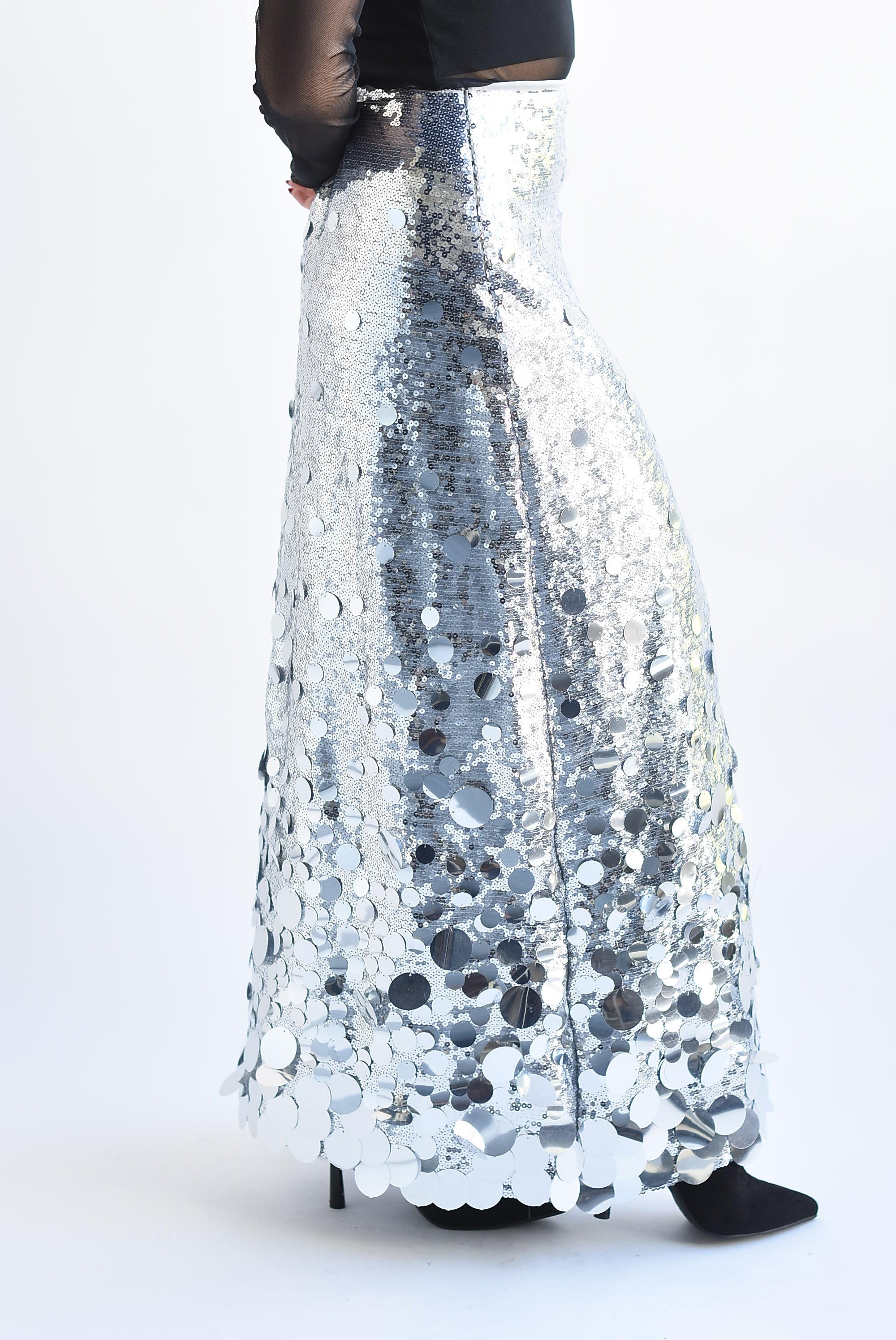 Falda larga lentejuelas Plata