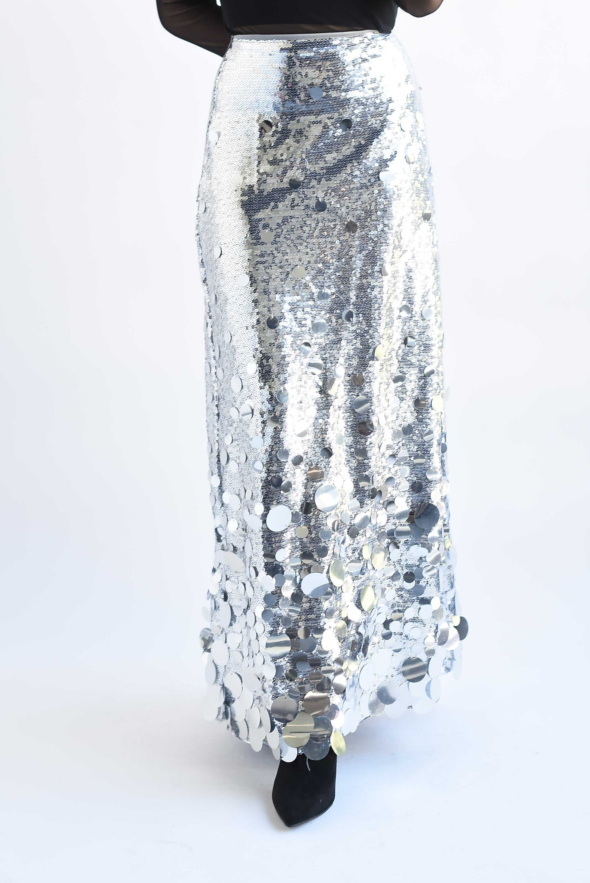 Falda larga lentejuelas Plata – Fashion Styled1