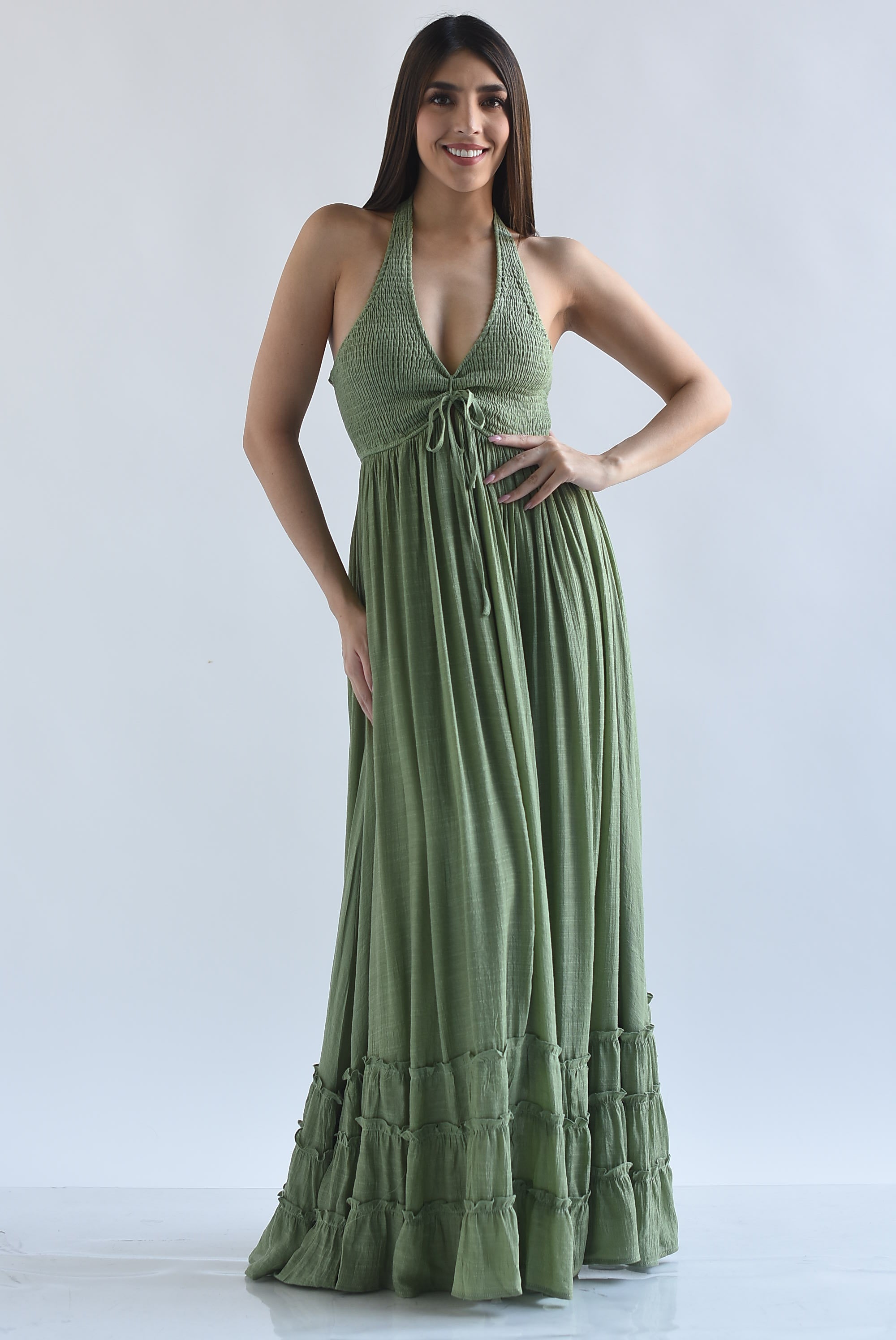 Vestido boho halter pecho elástico