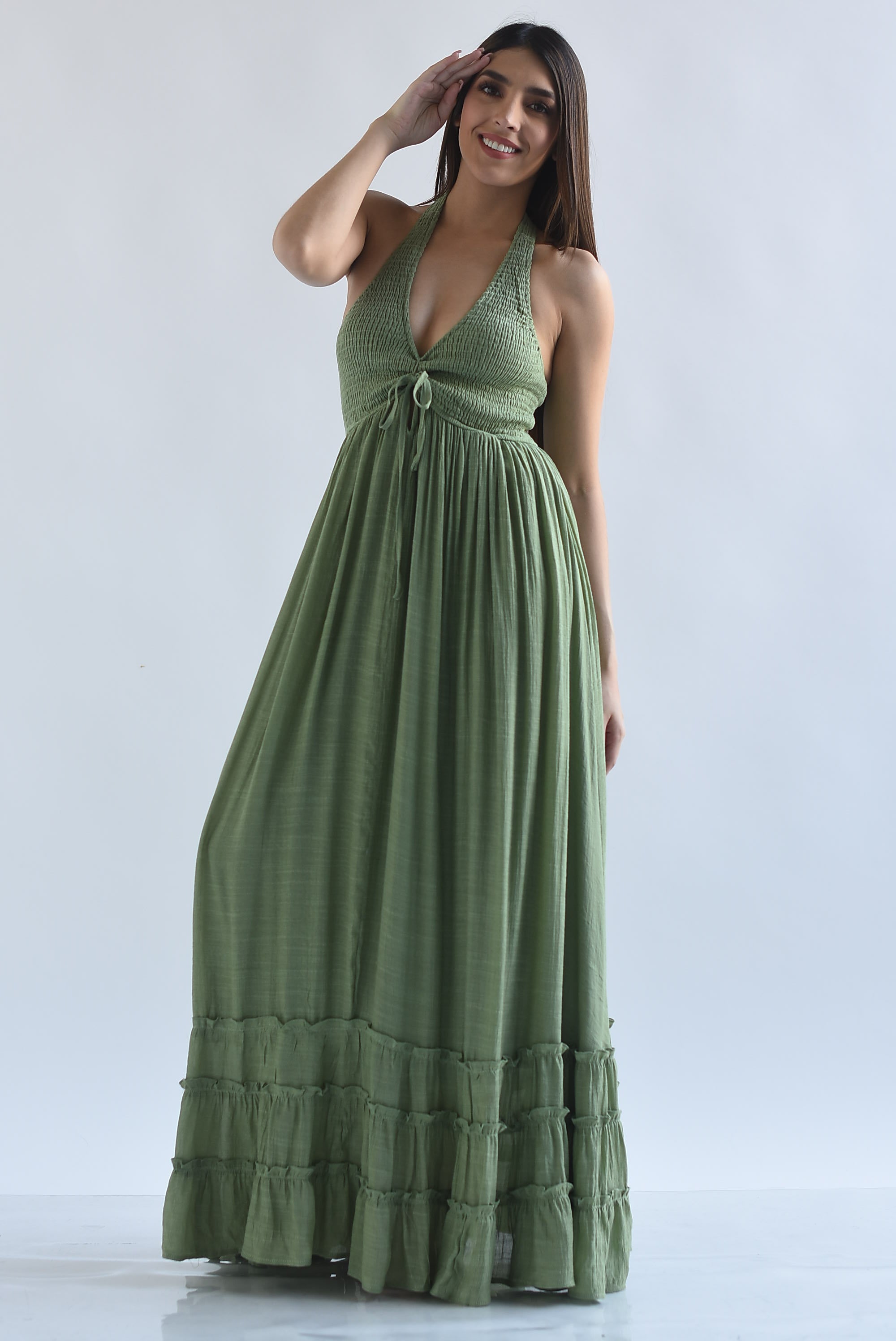 Vestido boho halter pecho elástico