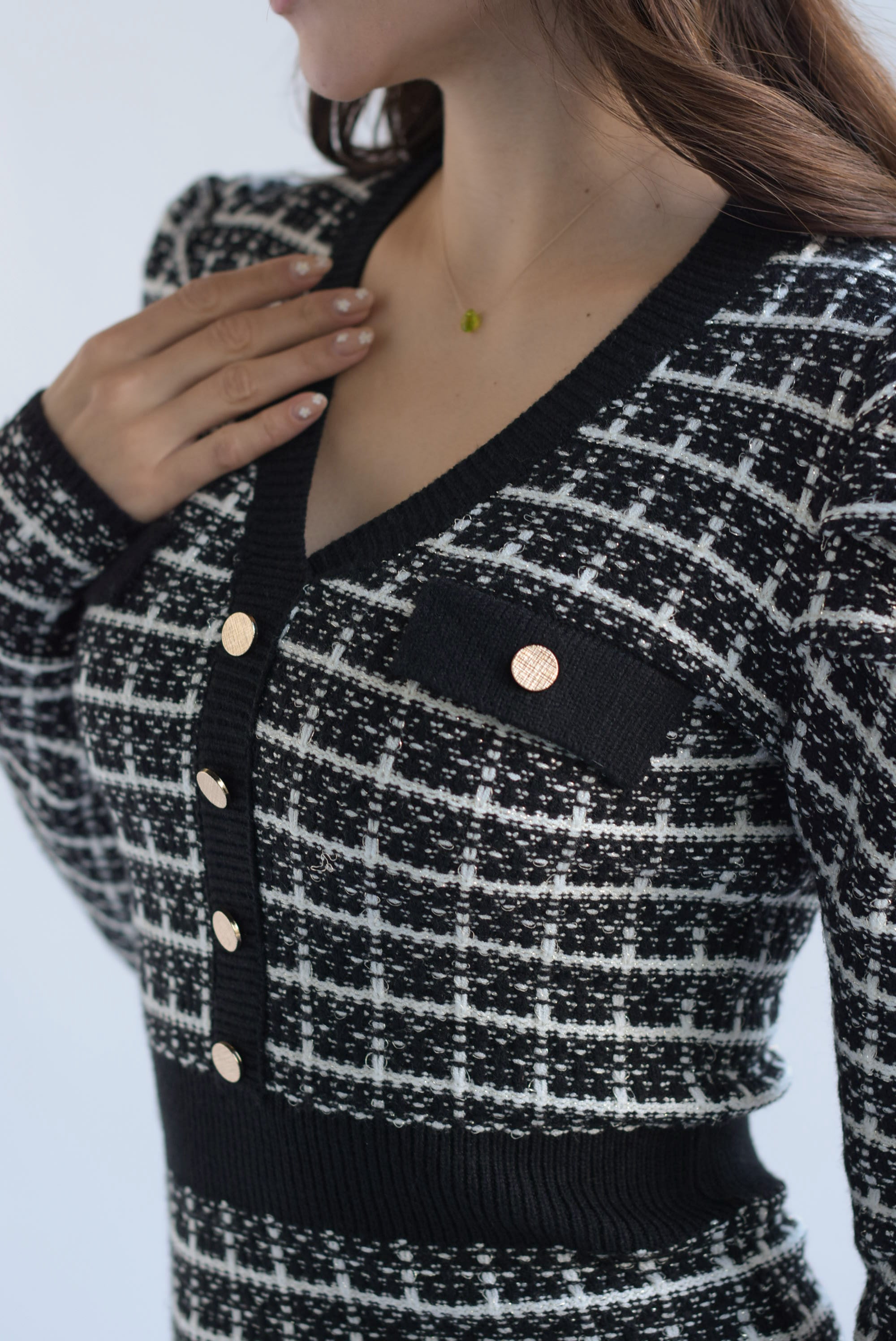 Vestido punto cuadros Blanco & Negro