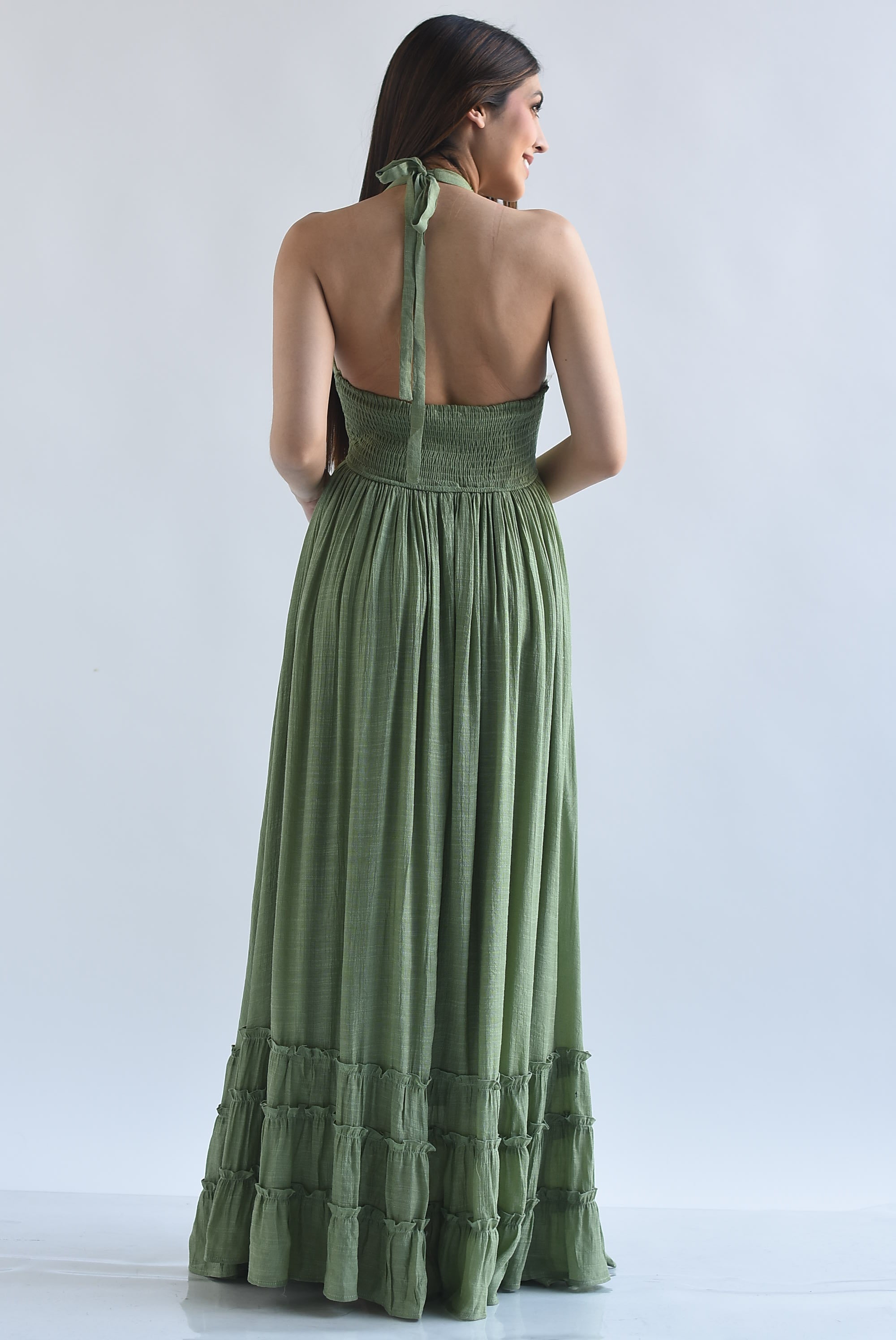 Vestido boho halter pecho elástico