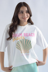 Fashion Styled T-shirt PALM BEACH Blanco