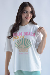 Fashion Styled T-shirt PALM BEACH Blanco