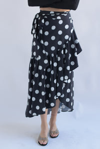 Fashion Styled Falda envolvente polka dots Negro