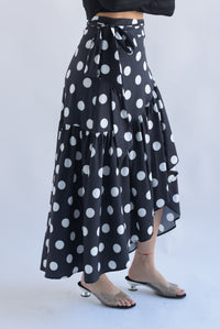 Fashion Styled Falda envolvente polka dots Negro