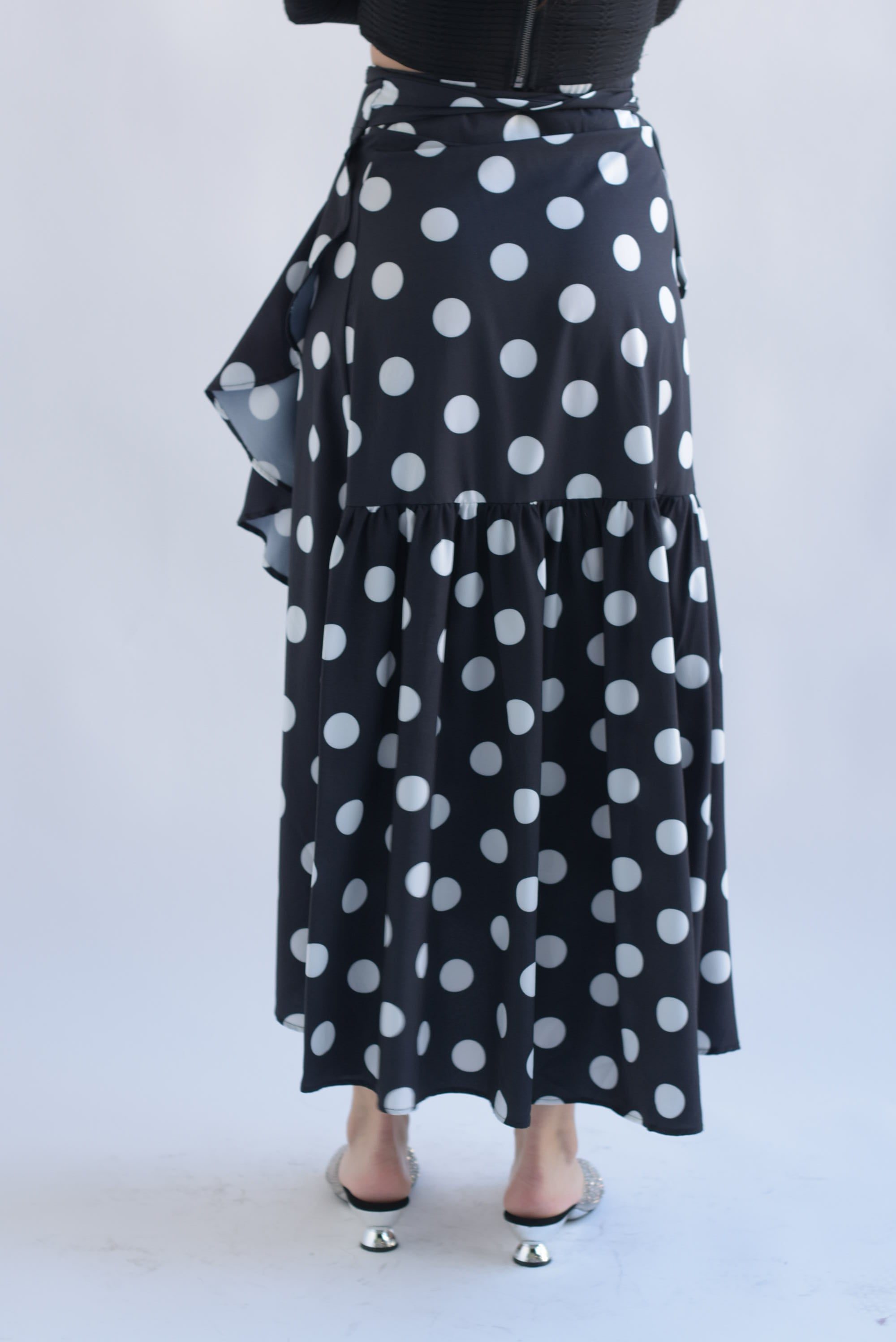 Falda envolvente polka dots Negro