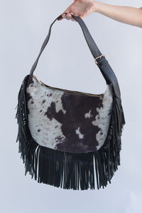 Fashion Styled Bolso boho flecos cow Negro