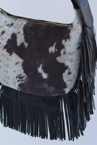 Fashion Styled Bolso boho flecos cow Negro