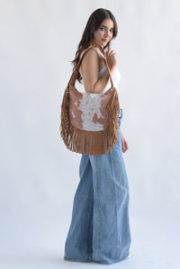Fashion Styled Bolso boho flecos cow Camel