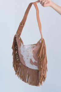 Fashion Styled Bolso boho flecos cow Camel