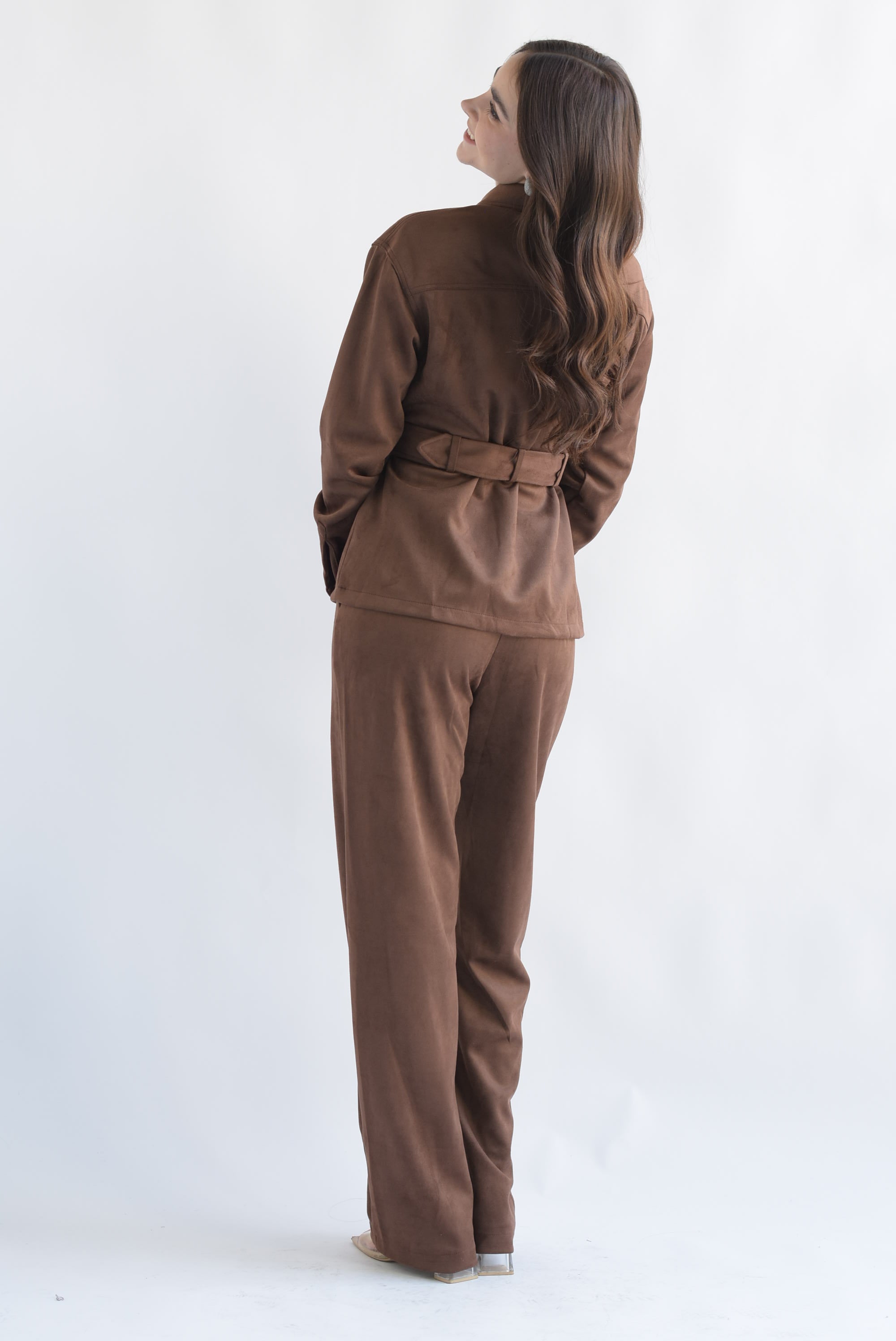 Set Pantalón y Blazer cargo suede Espresso