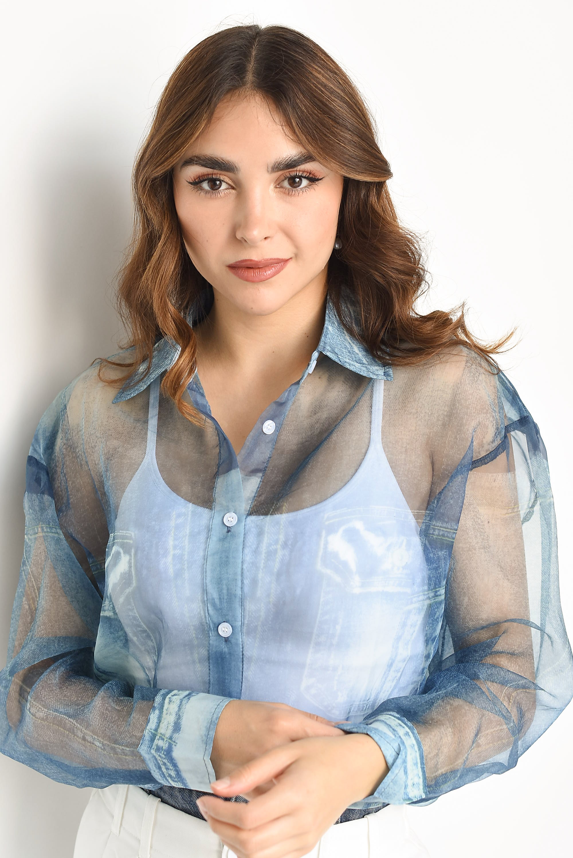 Camisa organza simulación Denim