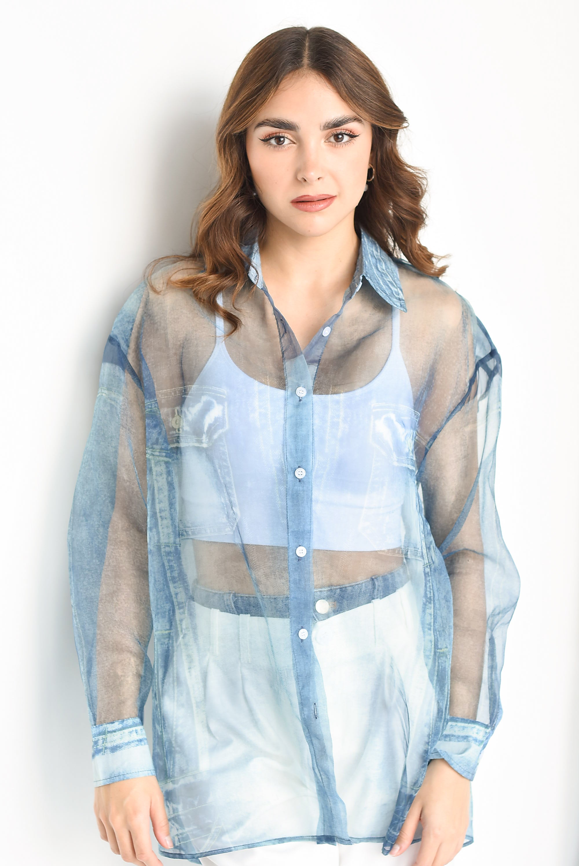 Camisa organza simulación Denim