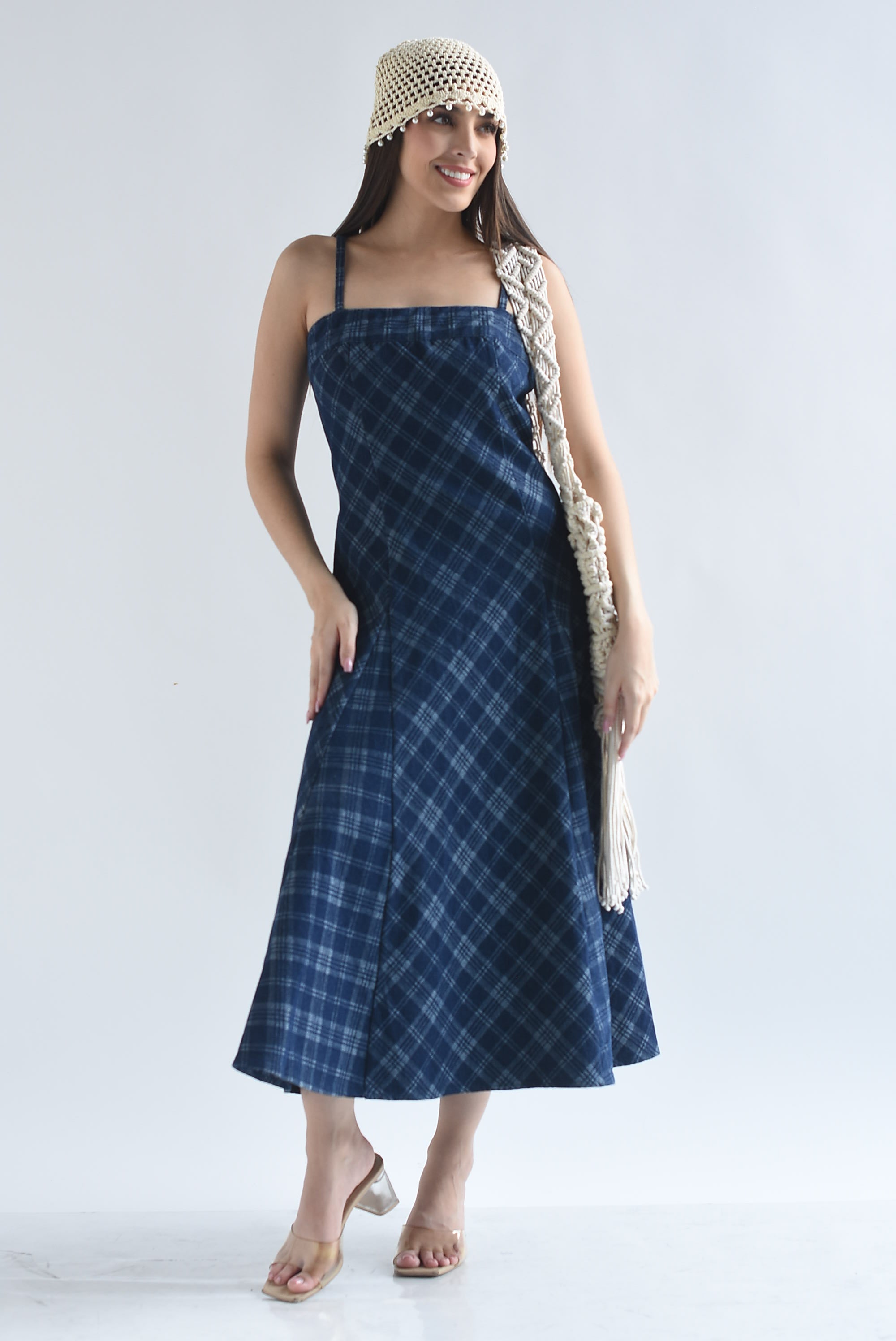 Vestido tirantes Denim cuadros