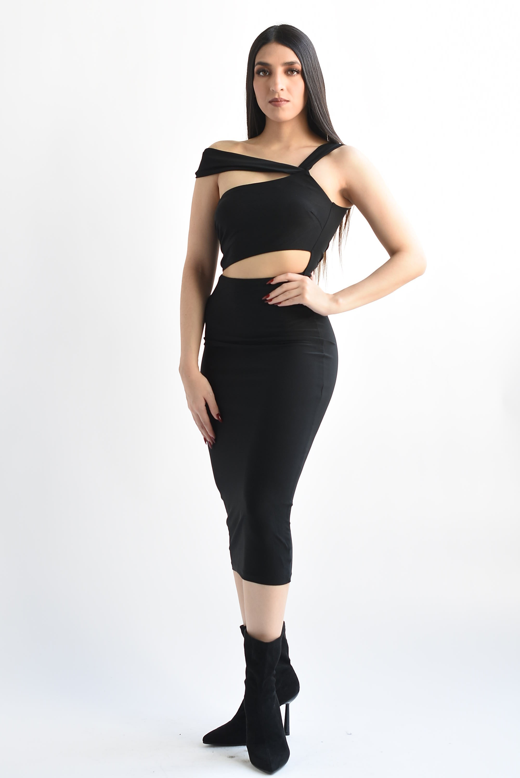Vestido cut-out tirantes Negro