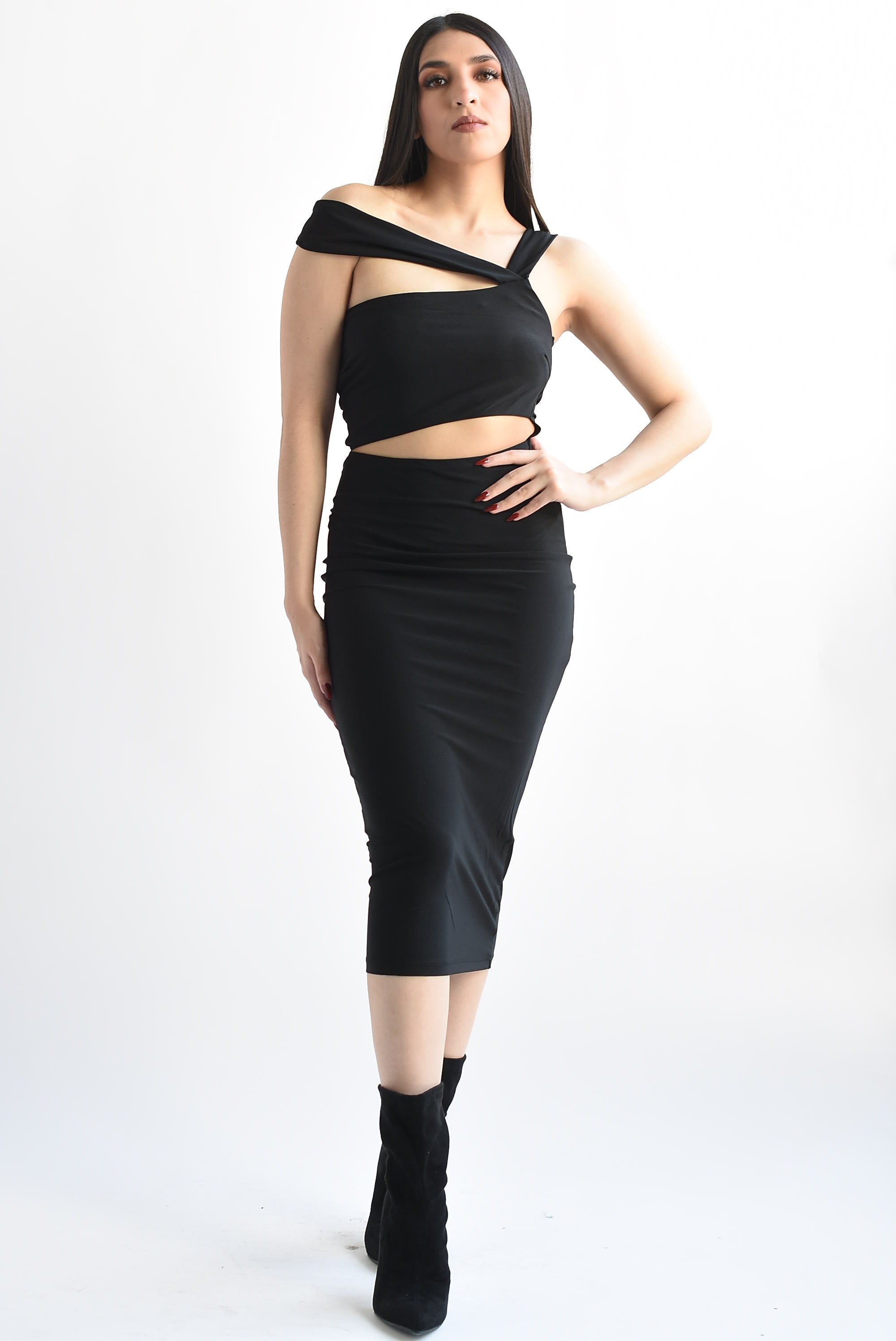 Vestido cut-out tirantes Negro