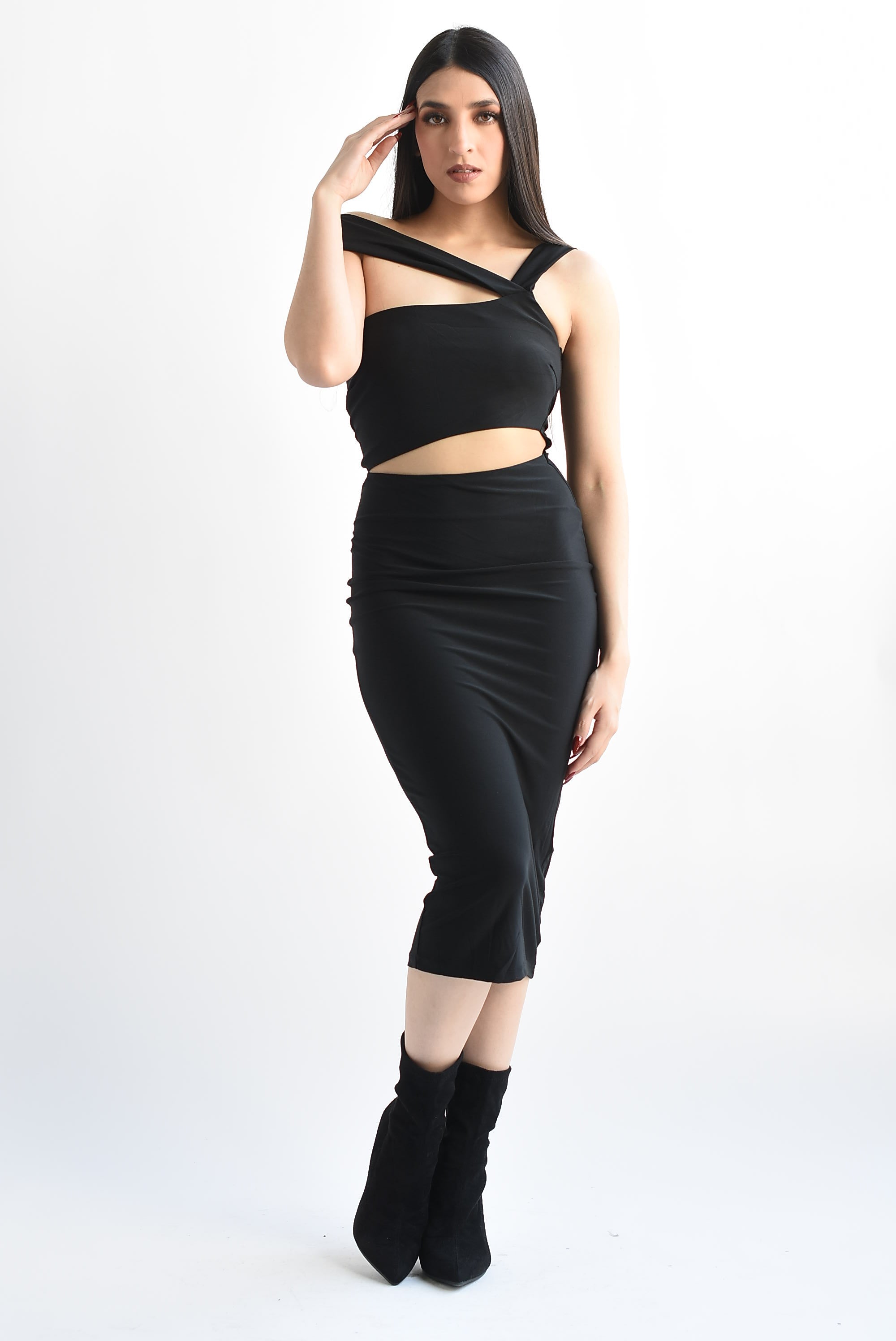 Vestido cut-out tirantes Negro