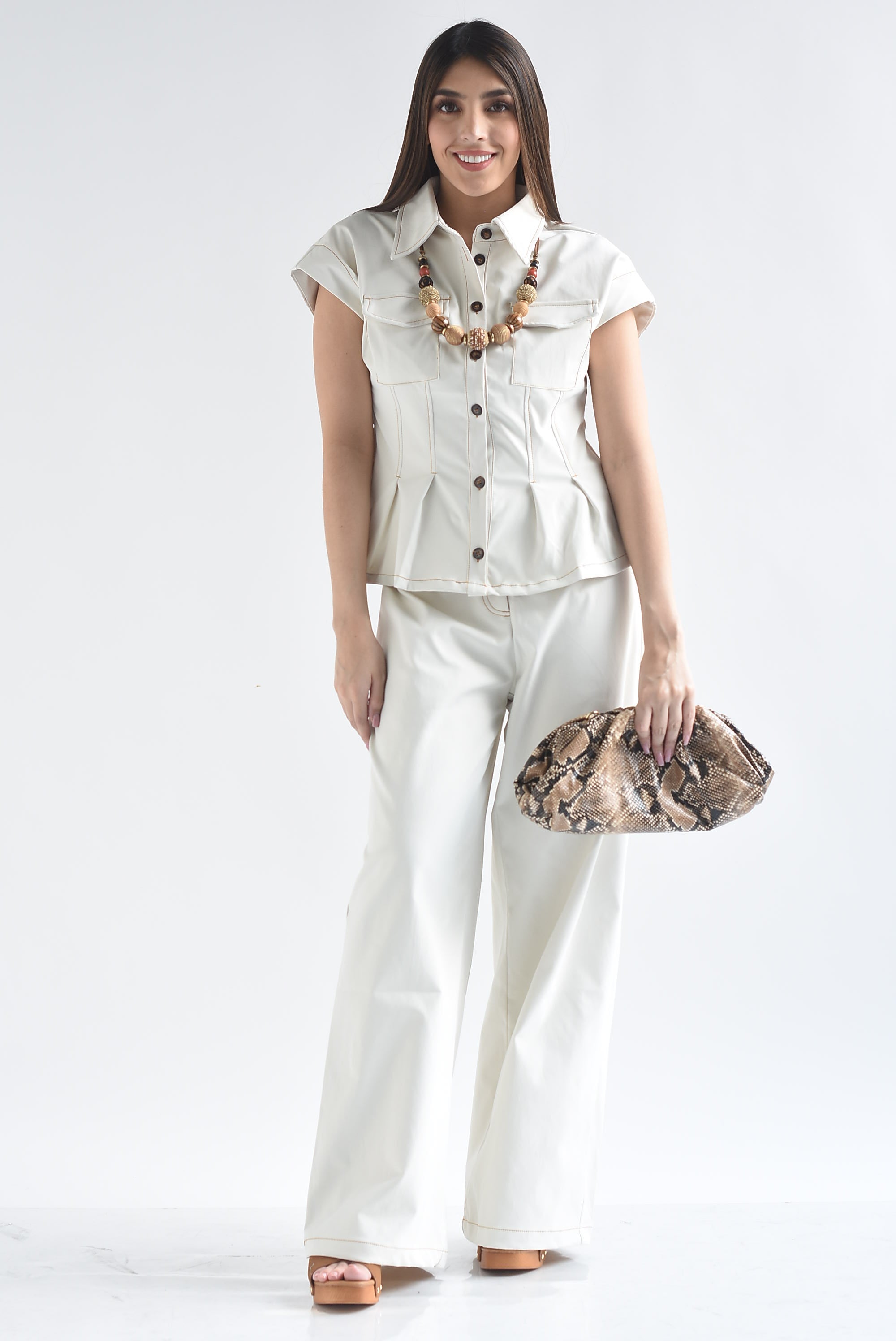 Set Pantalón wide y Blusa pinzas