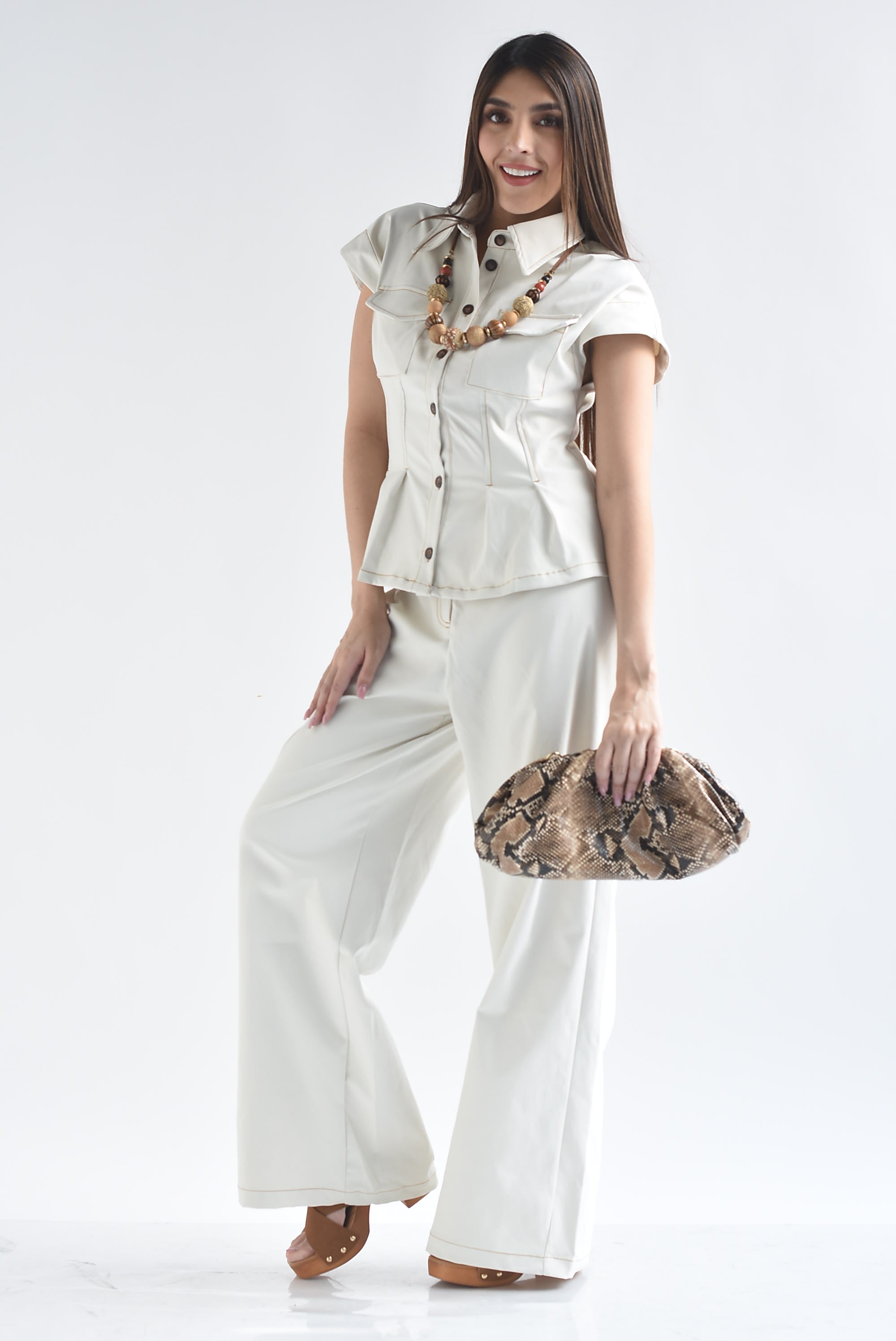 Set Pantalón wide y Blusa pinzas