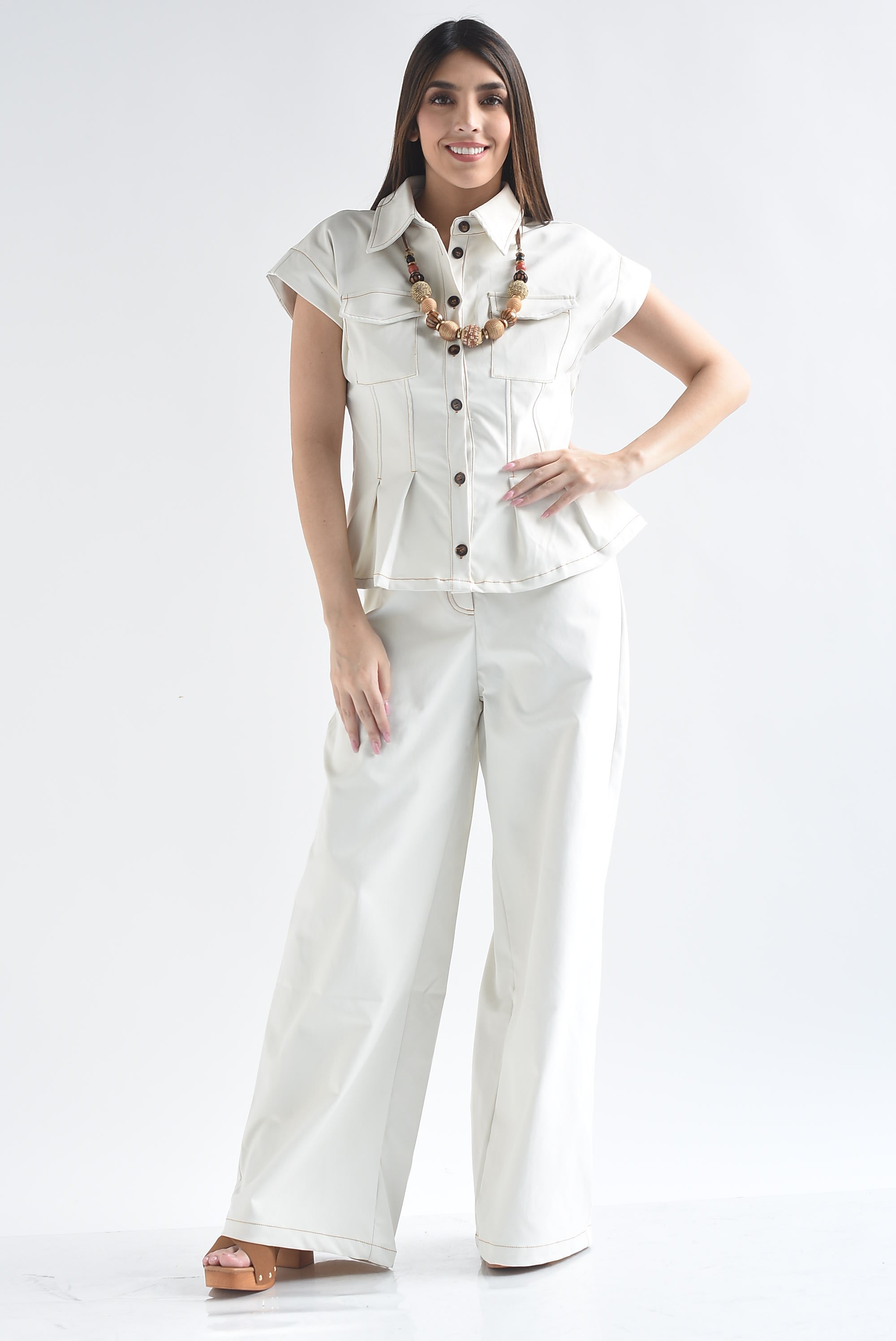 Set Pantalón wide y Blusa pinzas