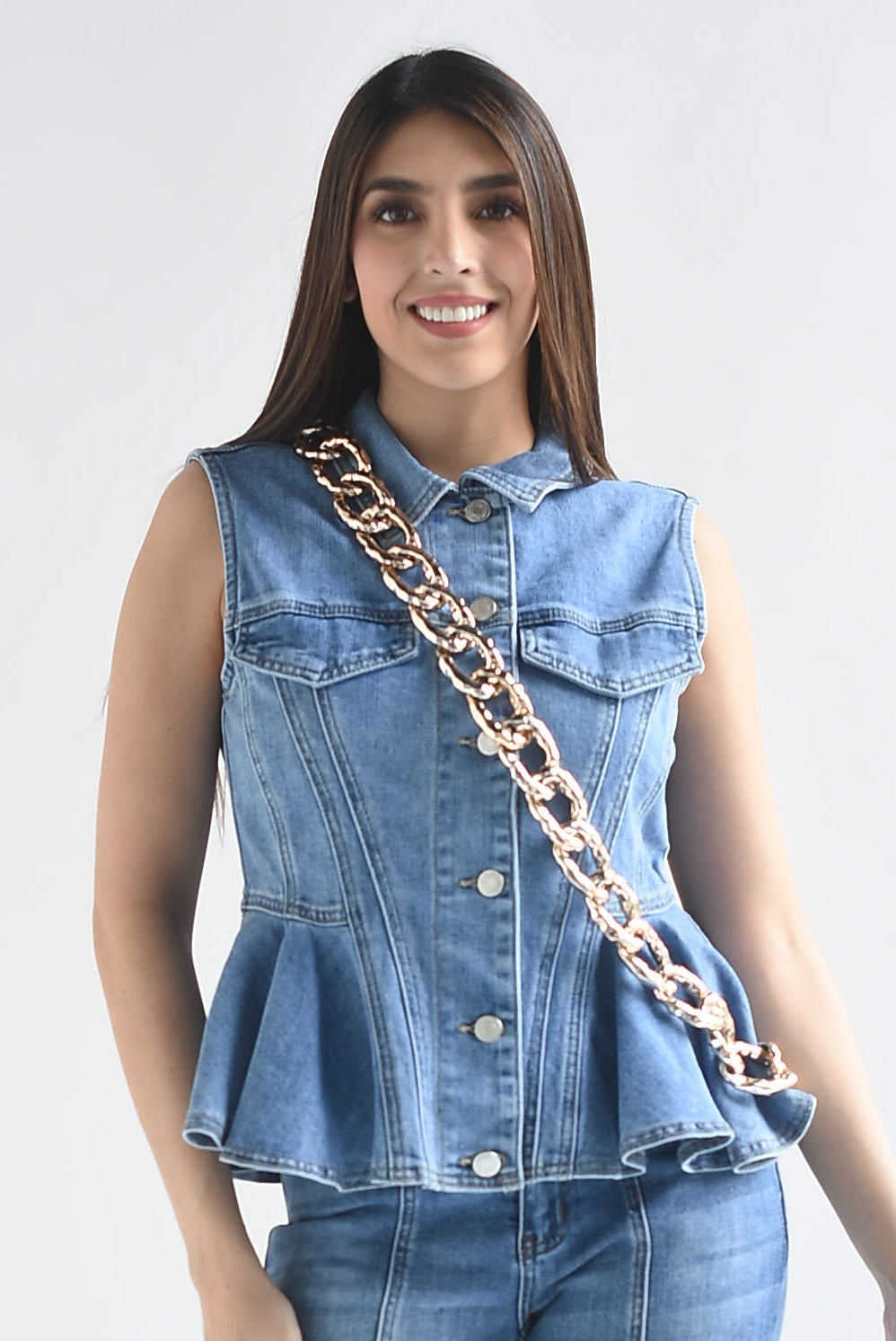 Chaleco peplum Denim