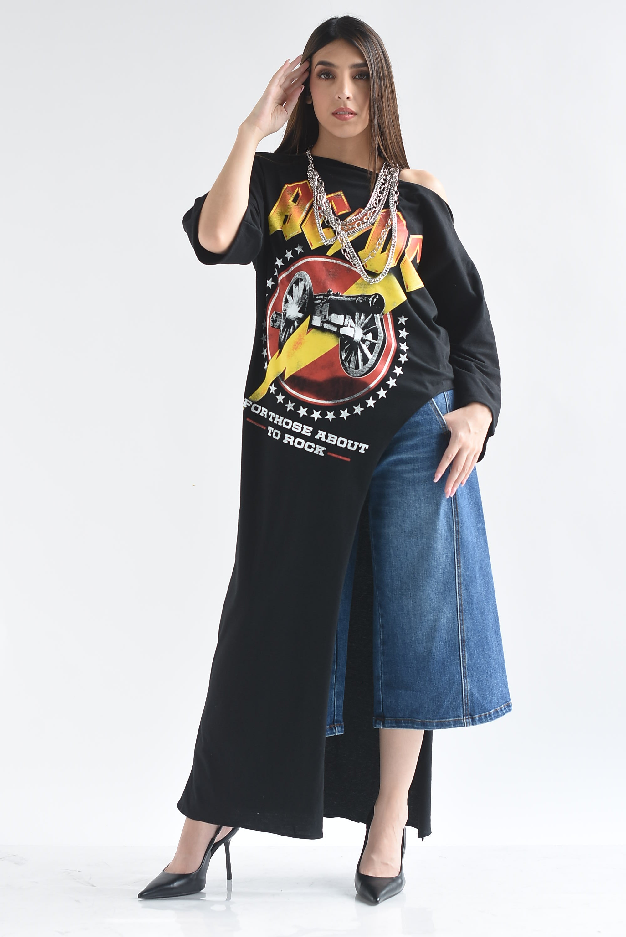 Maxi T-Shirt ACDC asimétrica