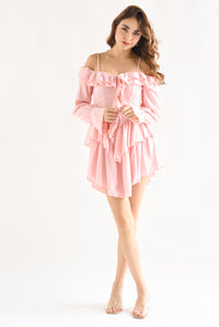 Fashion Styled Vestido corto olanes Rosa