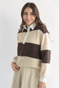 Fashion Styled Blusa polo franjas Espresso & Ivory
