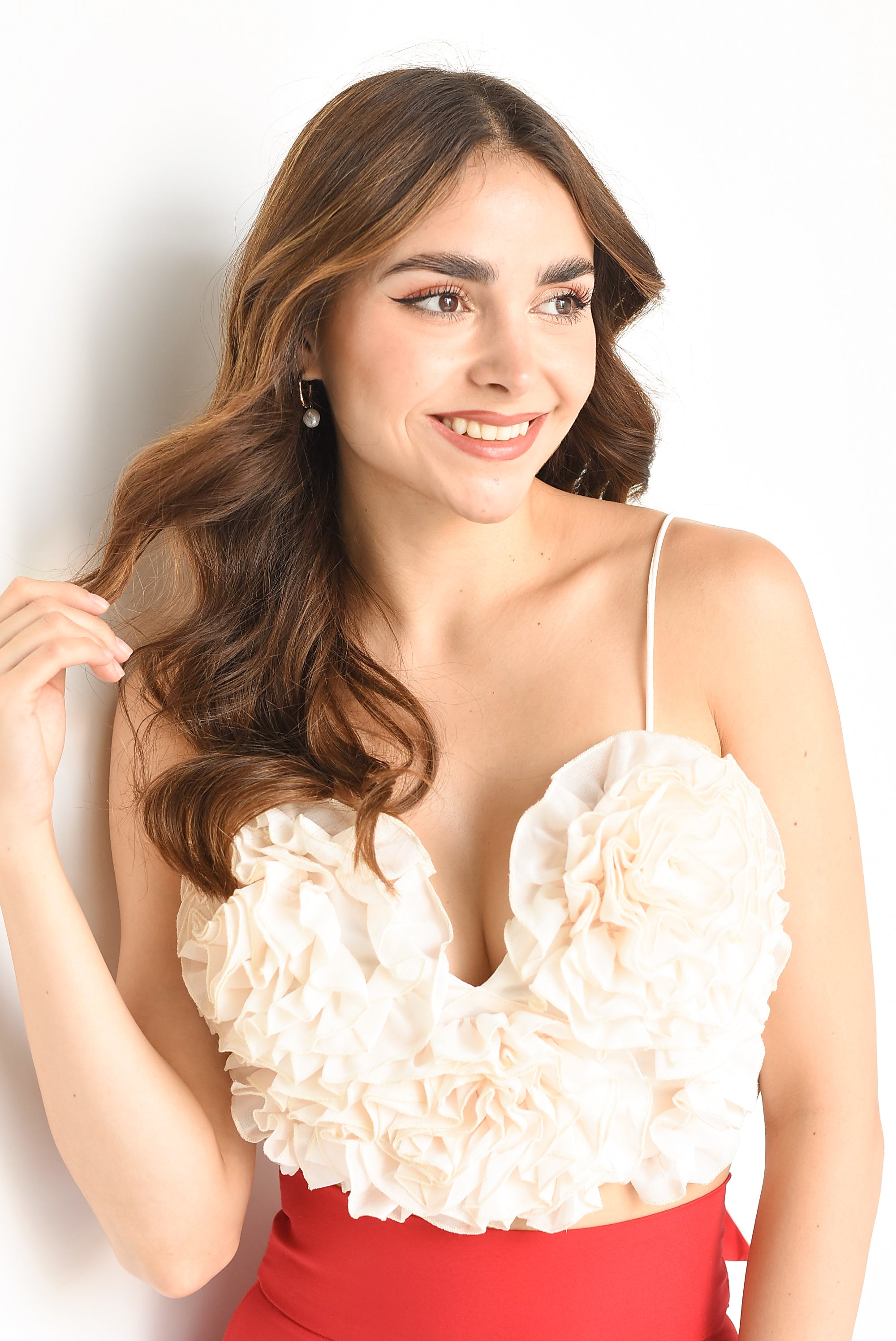 Top corazón escarolas Ivory