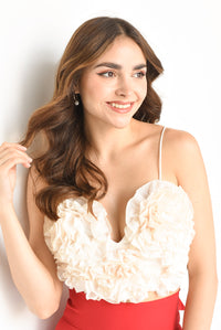 Fashion Styled Top corazón escarolas Ivory