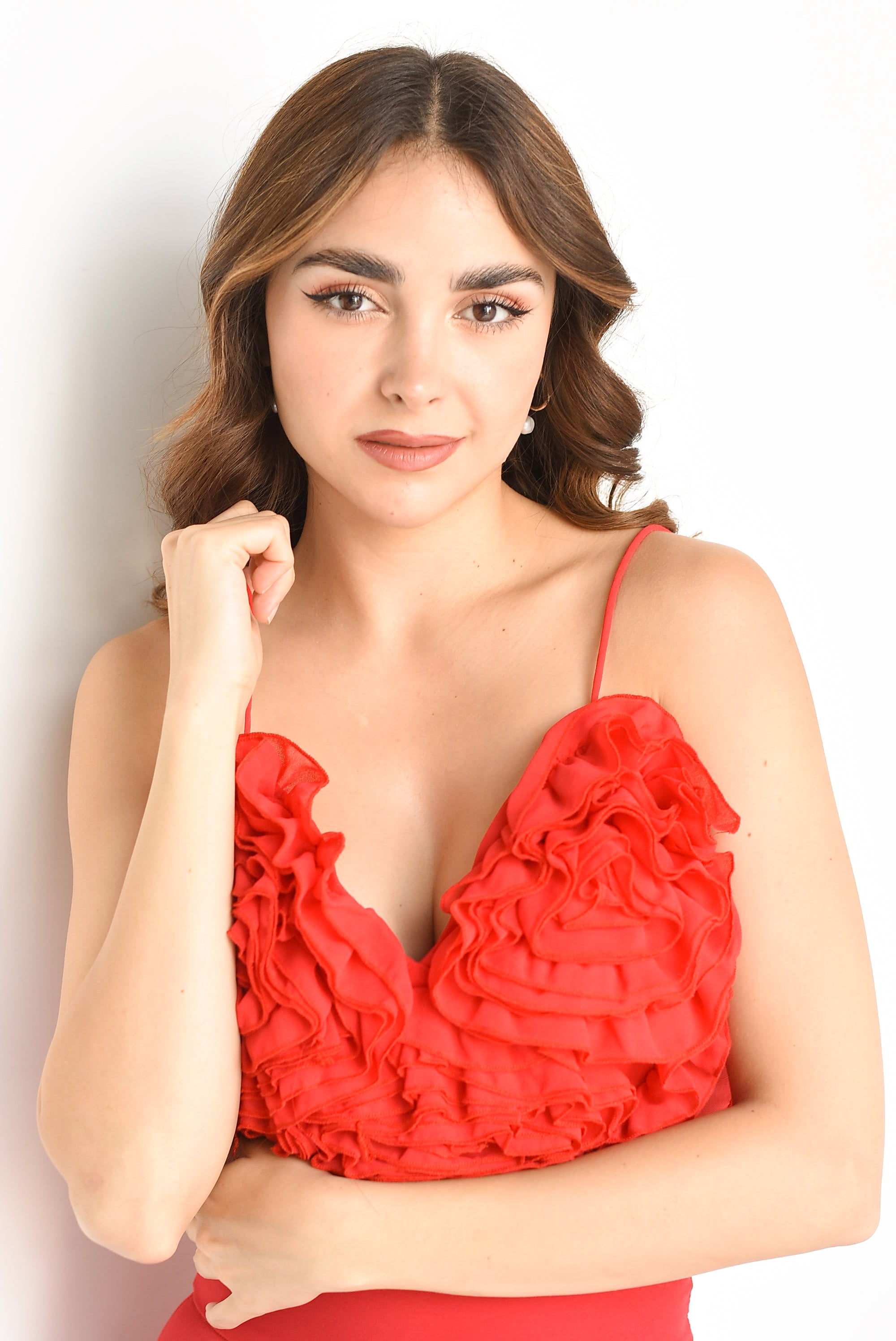 Top corazón escarolas Rojo