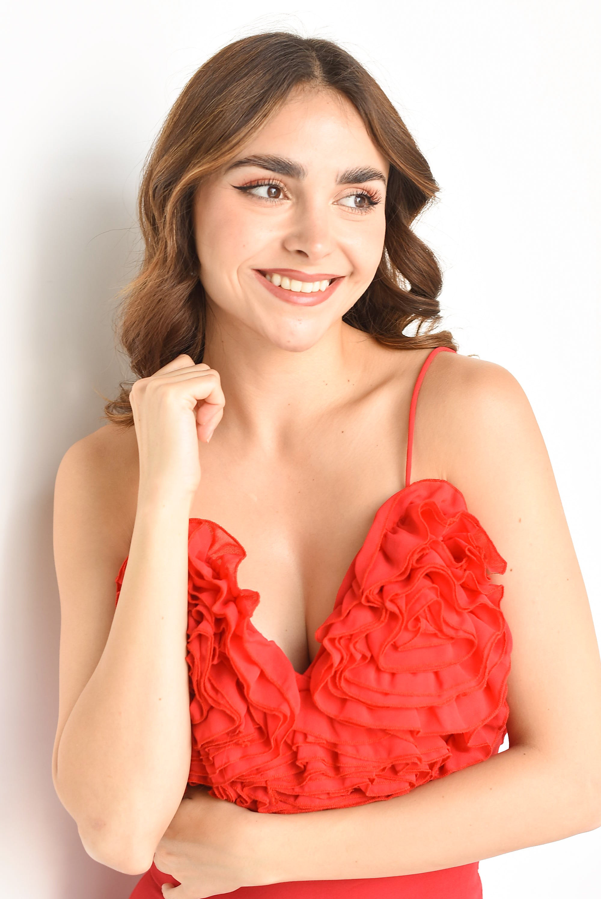 Top corazón escarolas Rojo