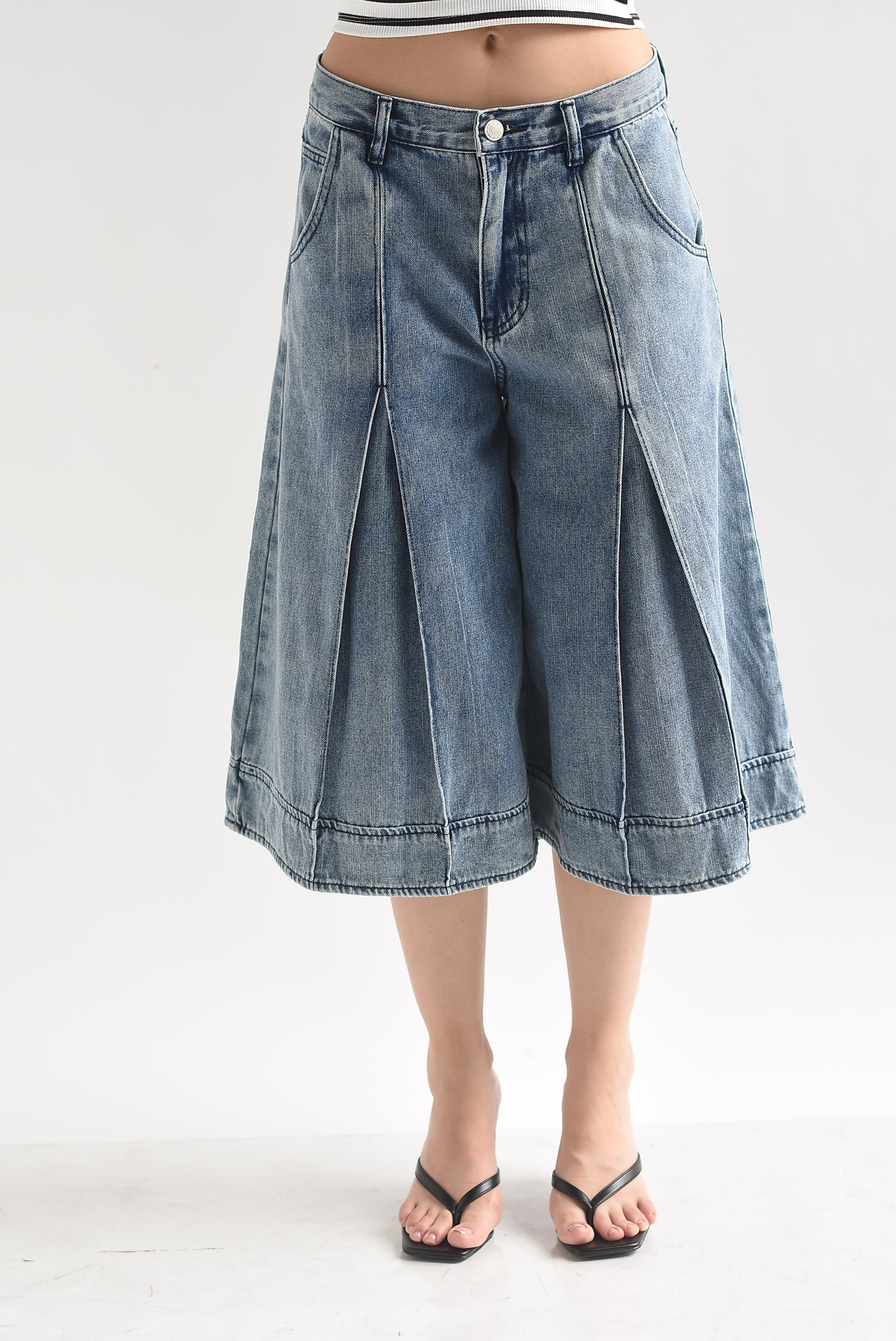 Bermuda Denim culotte pinzas