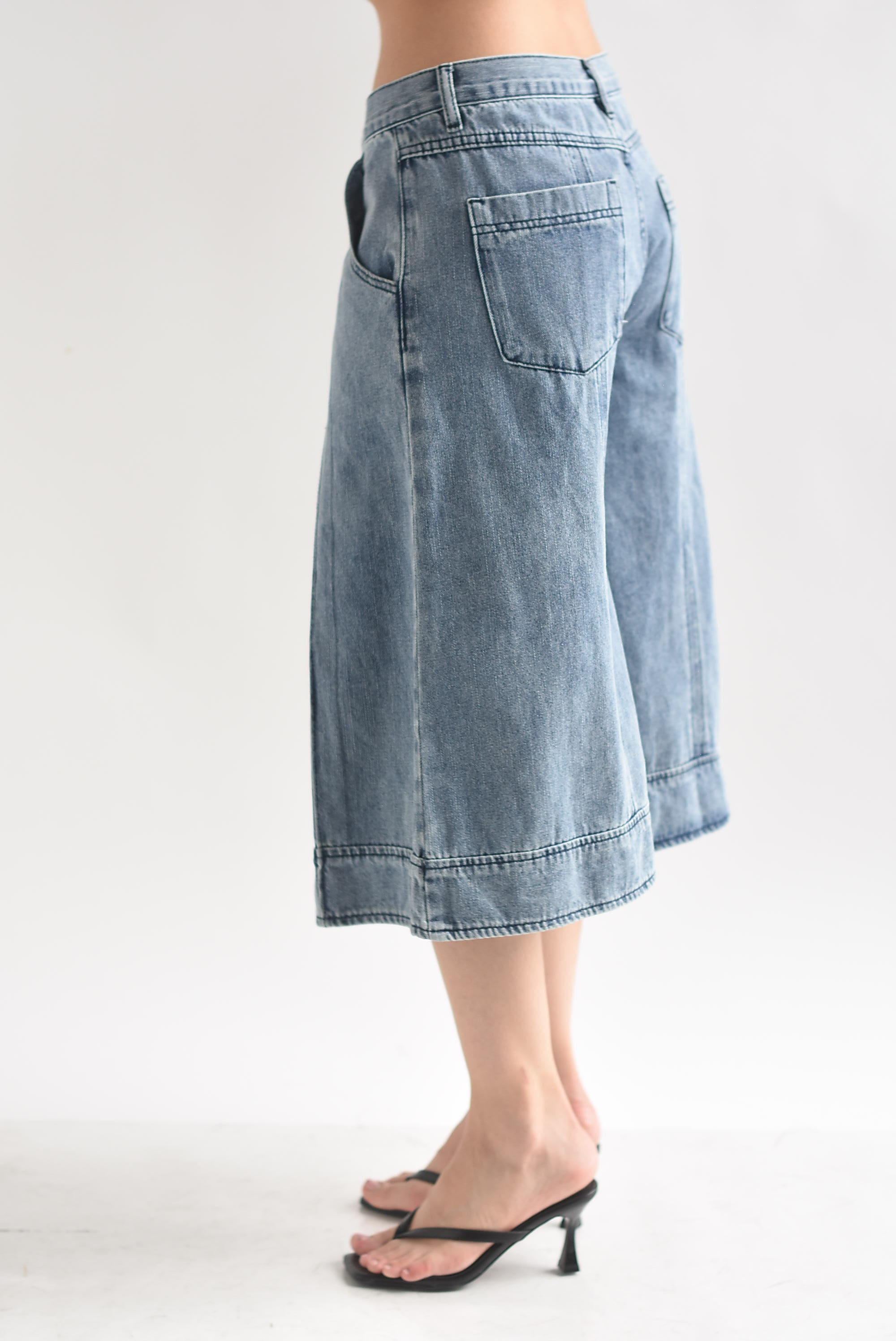 Bermuda Denim culotte pinzas