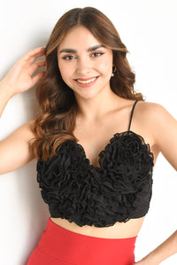 Fashion Styled Top corazón escarolas Negro