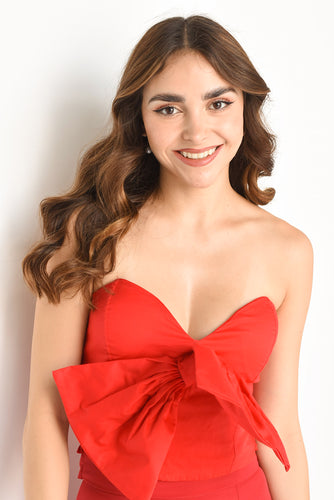 Top strapless maxi moño Rojo