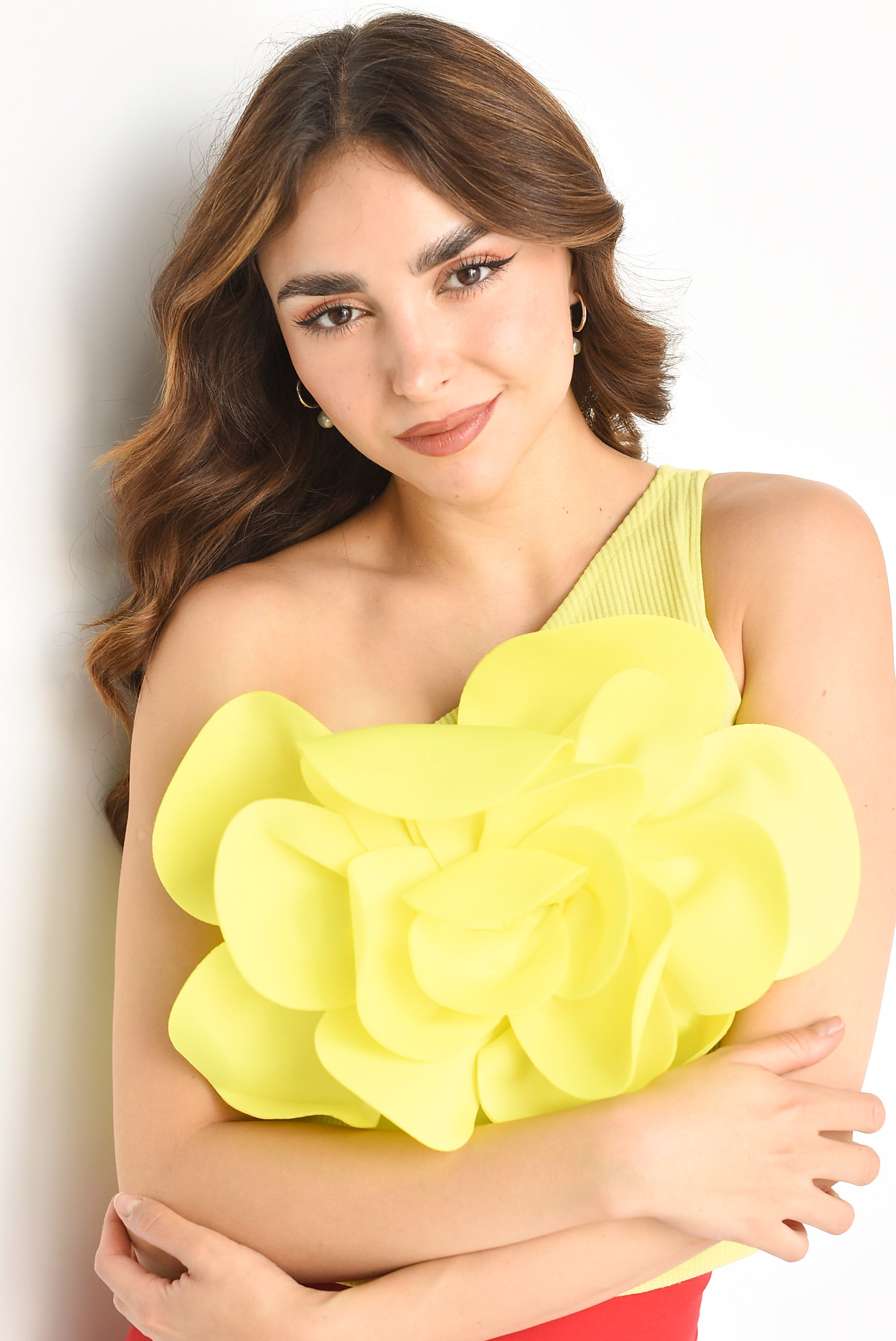 Blusa asimétrica maxi flor Lime