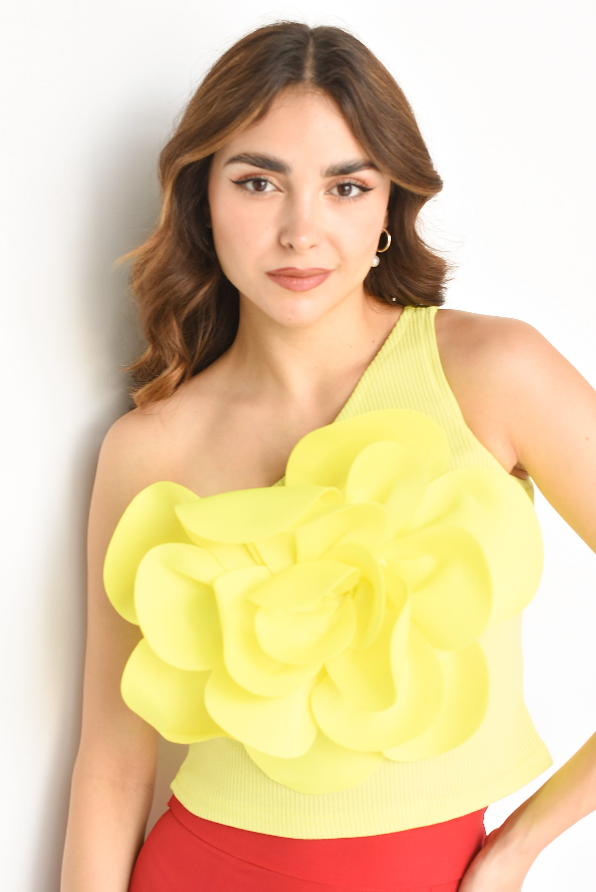 Blusa asimétrica maxi flor Lime