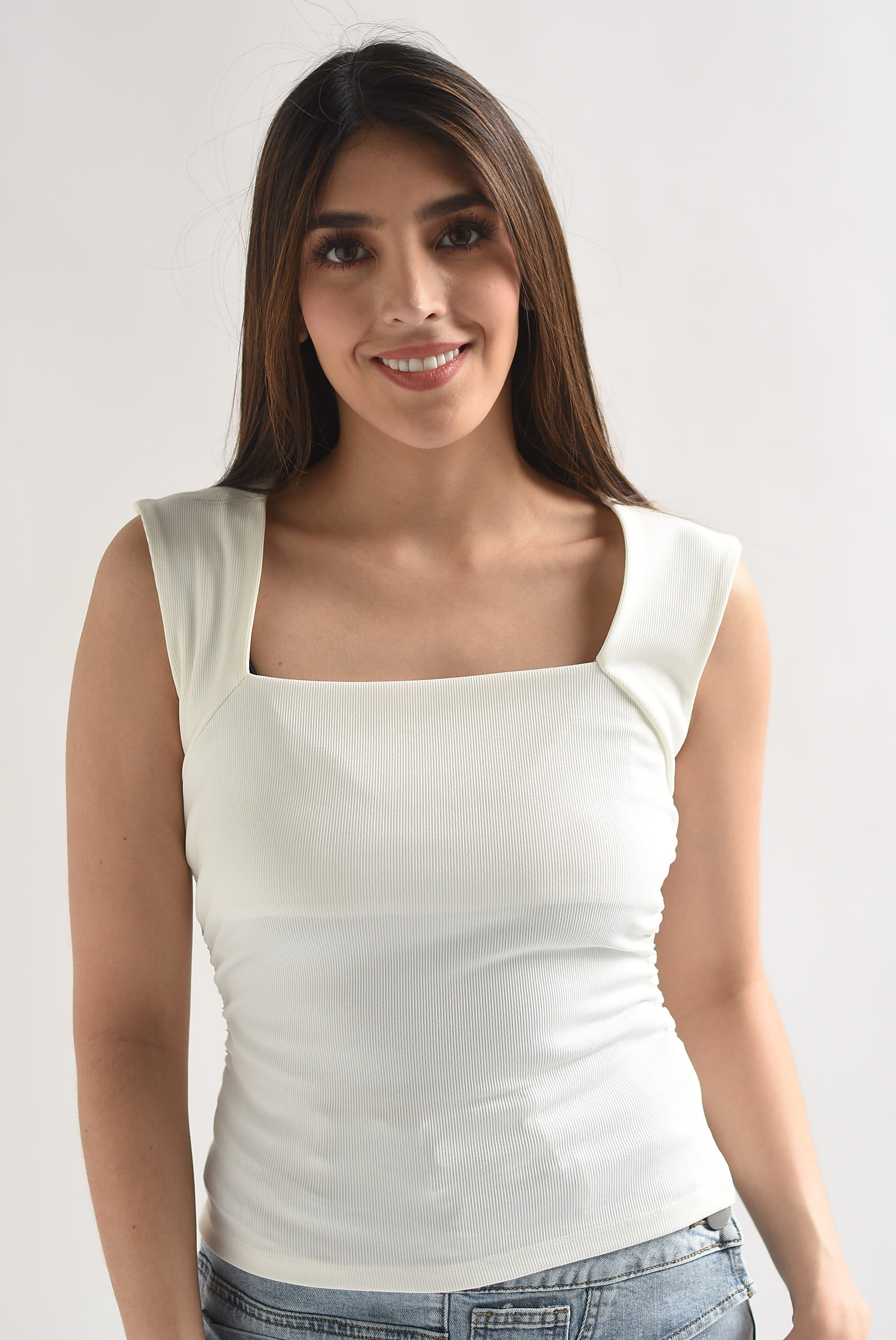 Blusa acanalada escote cuadrado