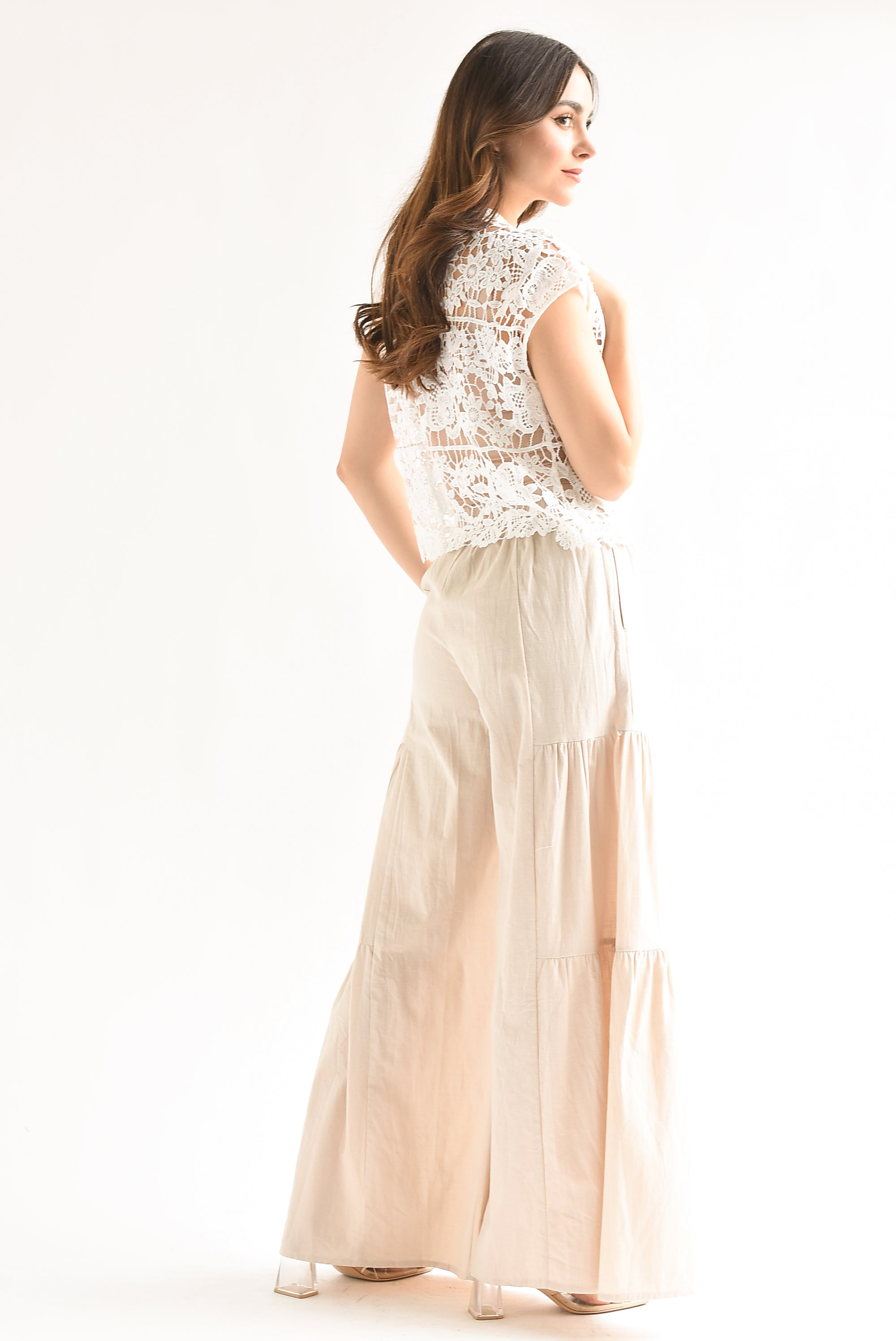 Pantalón boho algodón Crudo