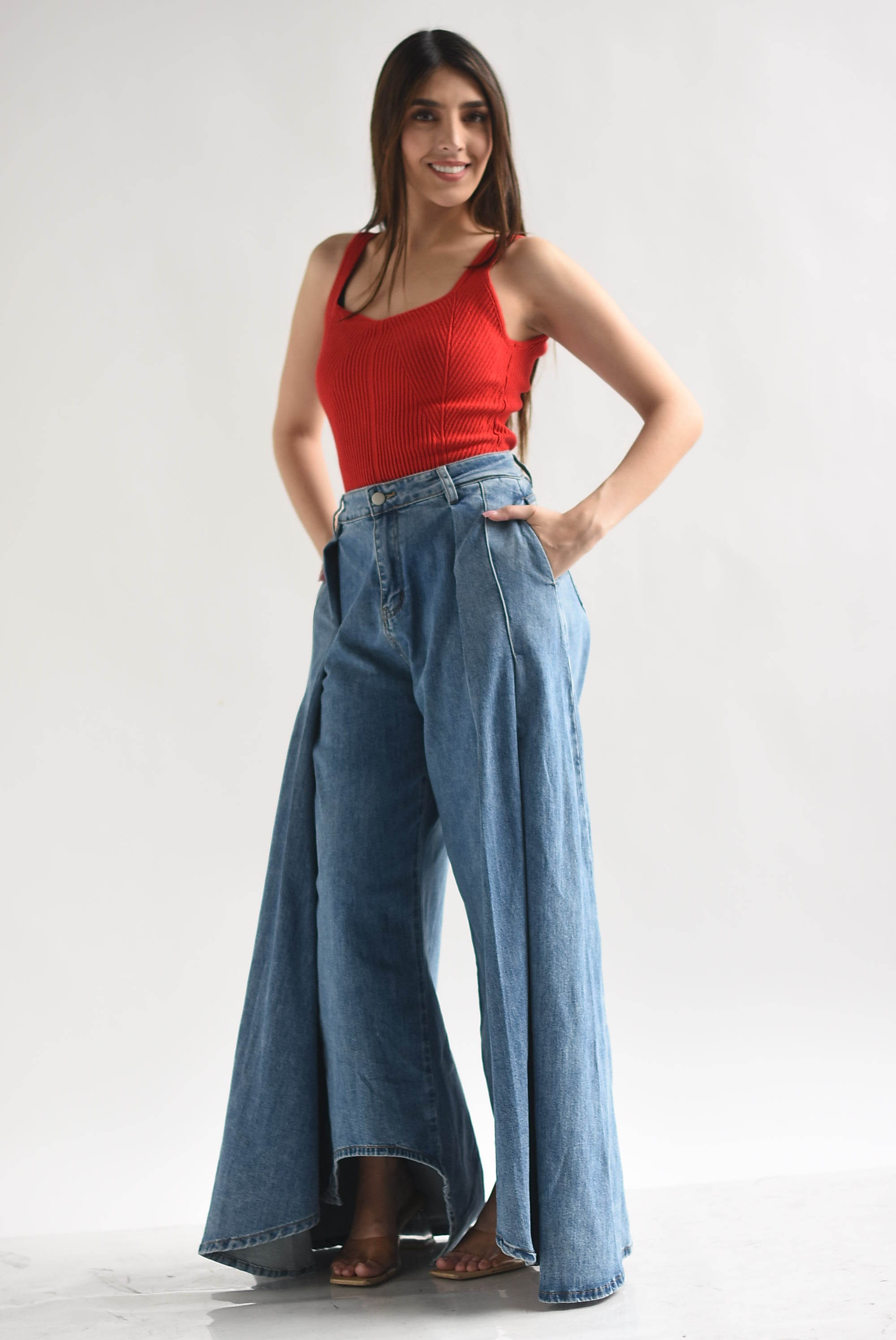 Jeans faldón pinzas