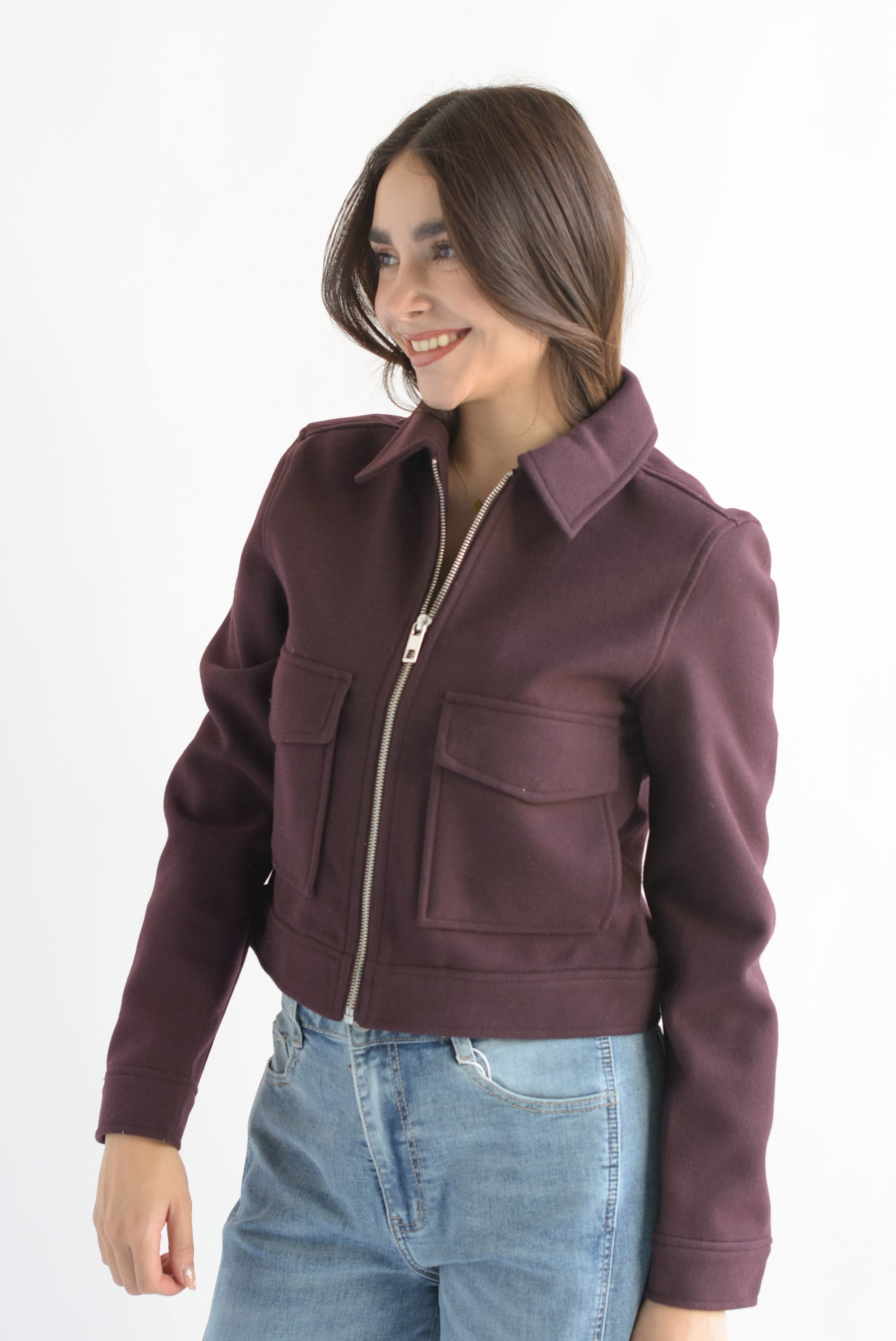 Chamarra cargo fleece Vino