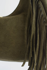 Fashion Styled Bolsa suede flecos Verde Olivo
