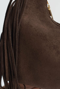Fashion Styled Bolsa suede flecos Espresso