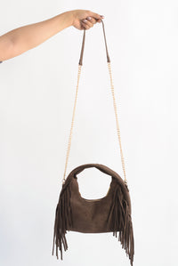 Fashion Styled Bolsa suede flecos Espresso