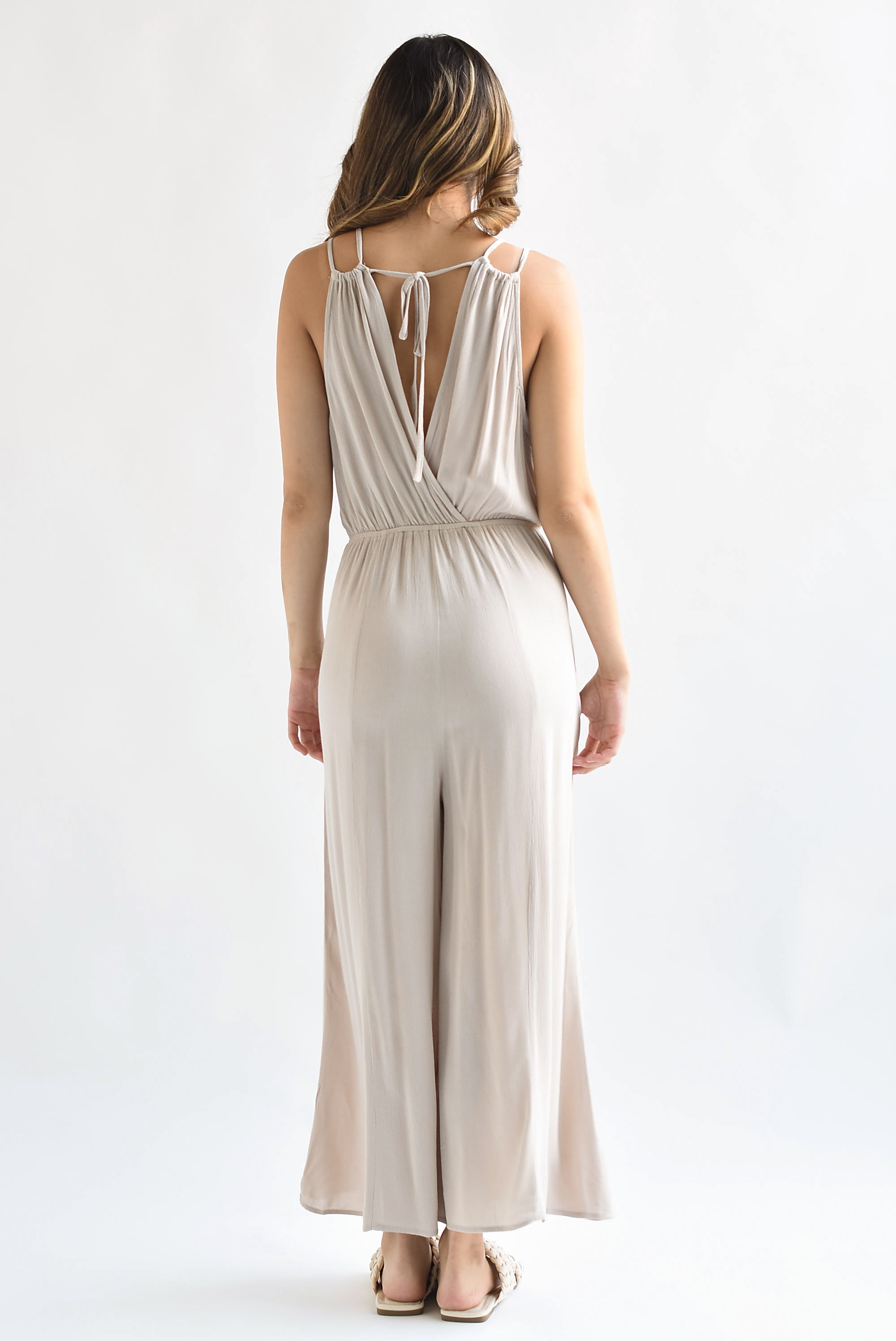 Jumpsuit halter culotte Beige