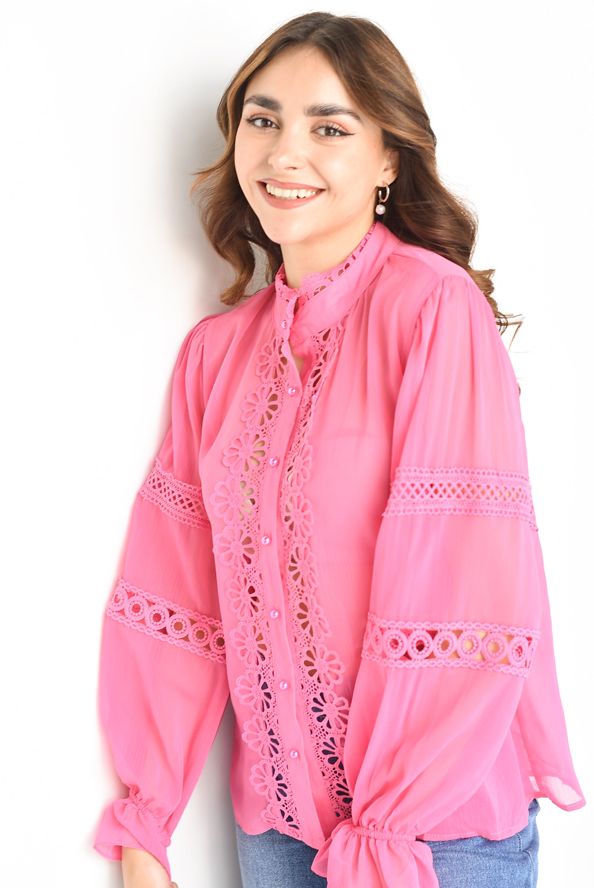 Blusa gasa tira bordada Fiusha