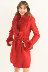 Fashion Styled Abrigo botones cruzados Rojo